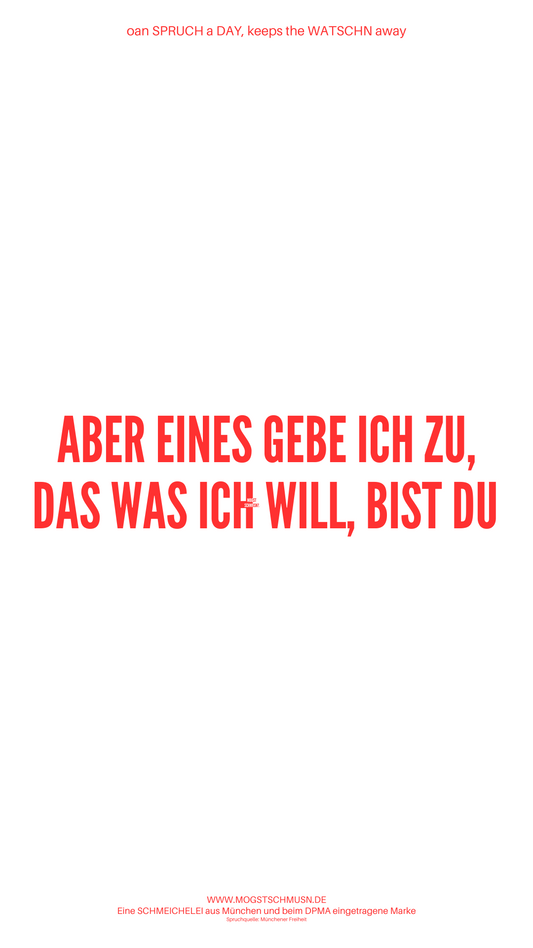 ABER EINES GEBE ICH ZU, DAS WAS ICH WILL, BIST DU!