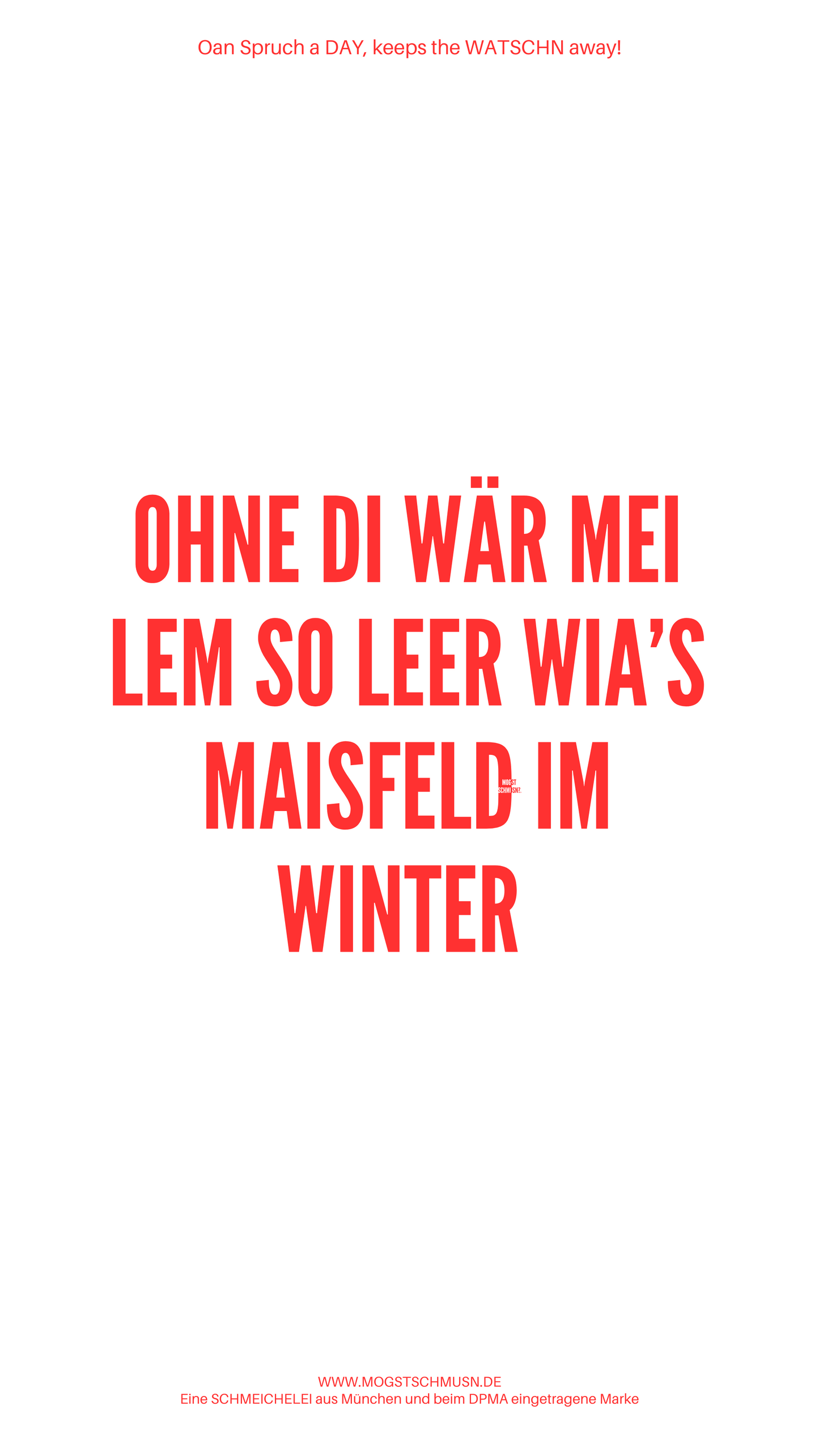 OHNE DI WÄR MEI LEM SO LEER WIA'S MAISFELD IM WINTER